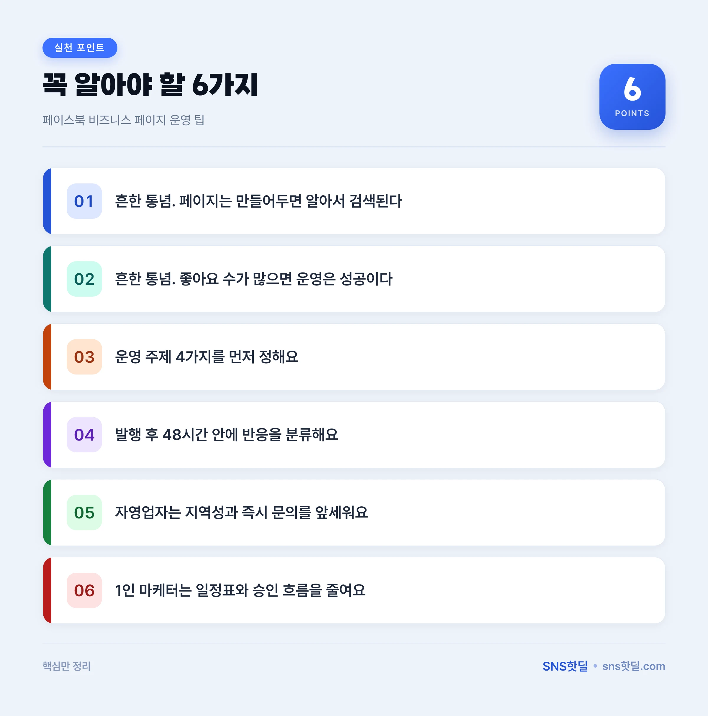 자영업자를 위한 페이스북 비즈니스 페이지 운영 팁 9가지 핵심 포인트 인포그래픽
