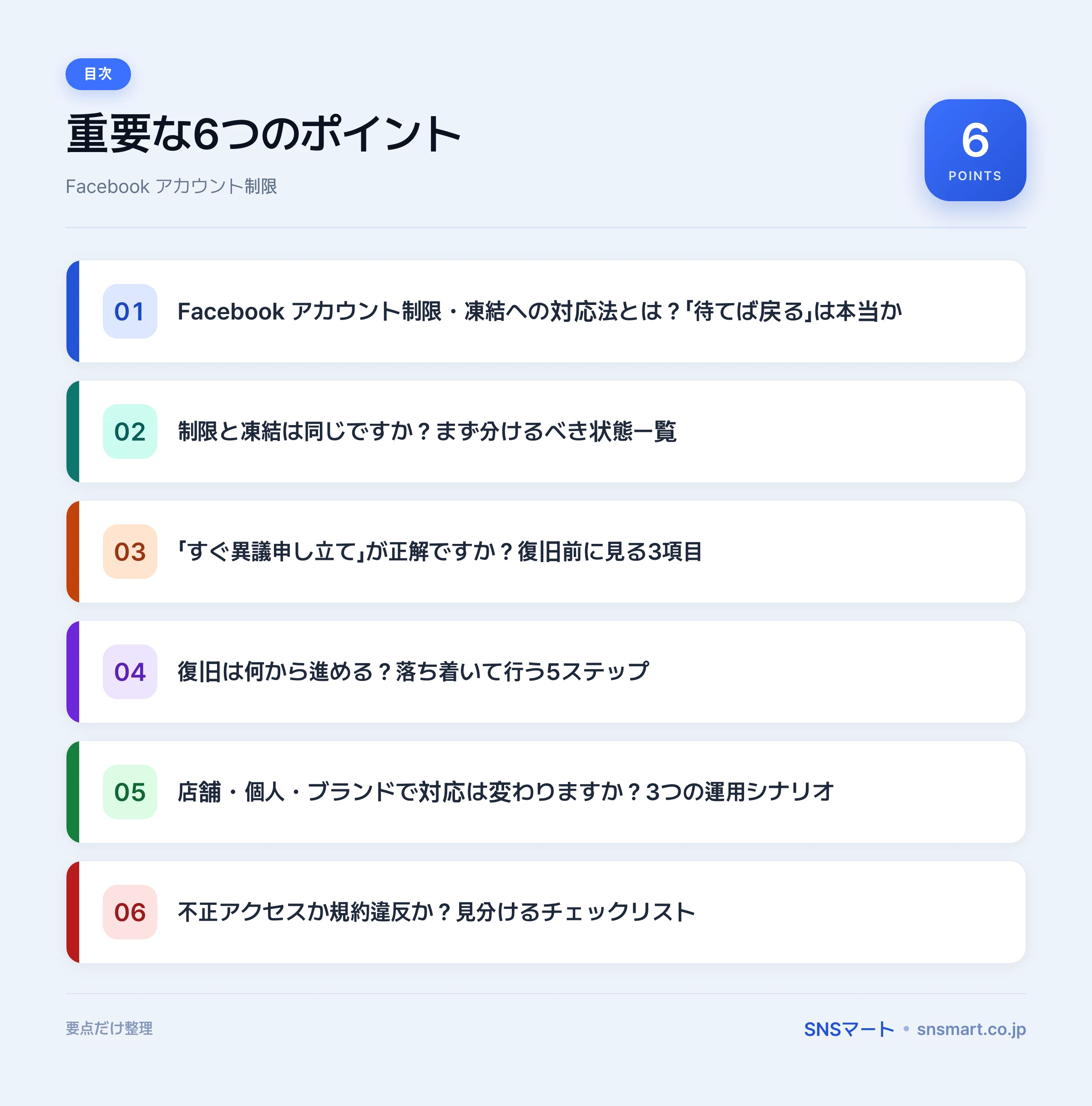 Facebook アカウント制限・凍結への対応法でやりがちなミス7つ イラスト