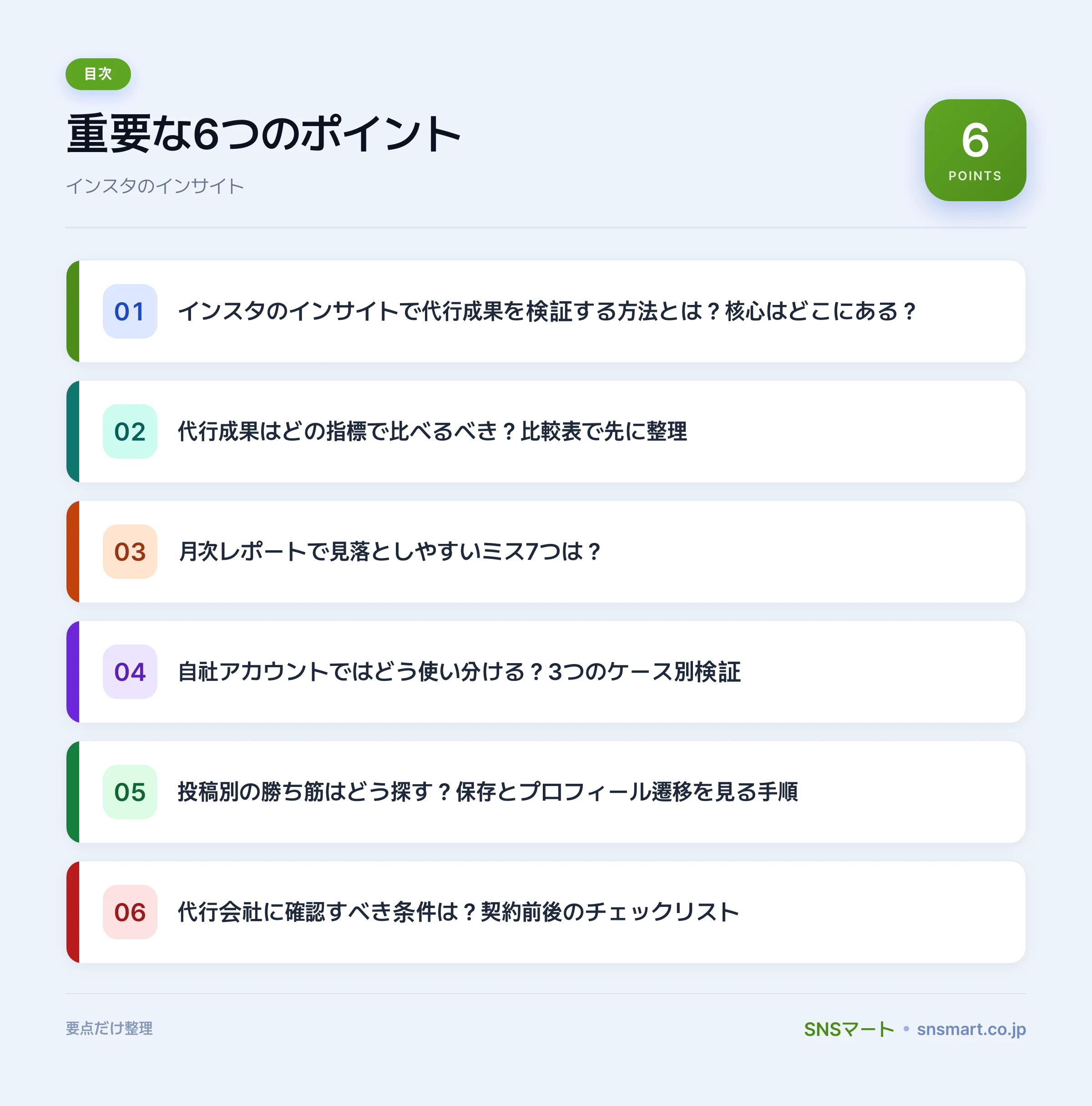 インスタのインサイトで代行成果を検証する落とし穴7つ ポイントイラスト