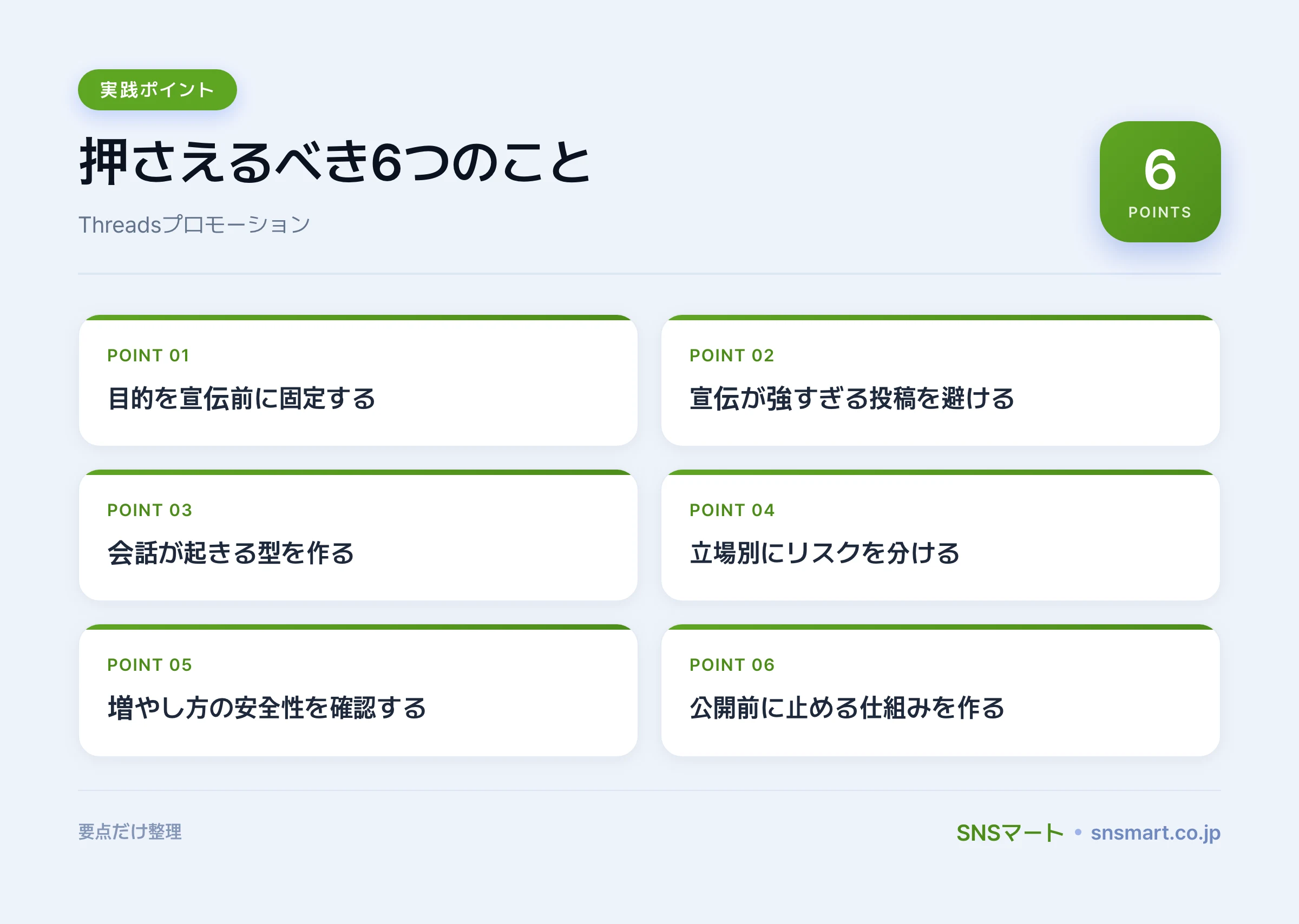 Threadsプロモーションの安全ルールで見落とすミス7つ ポイントイラスト