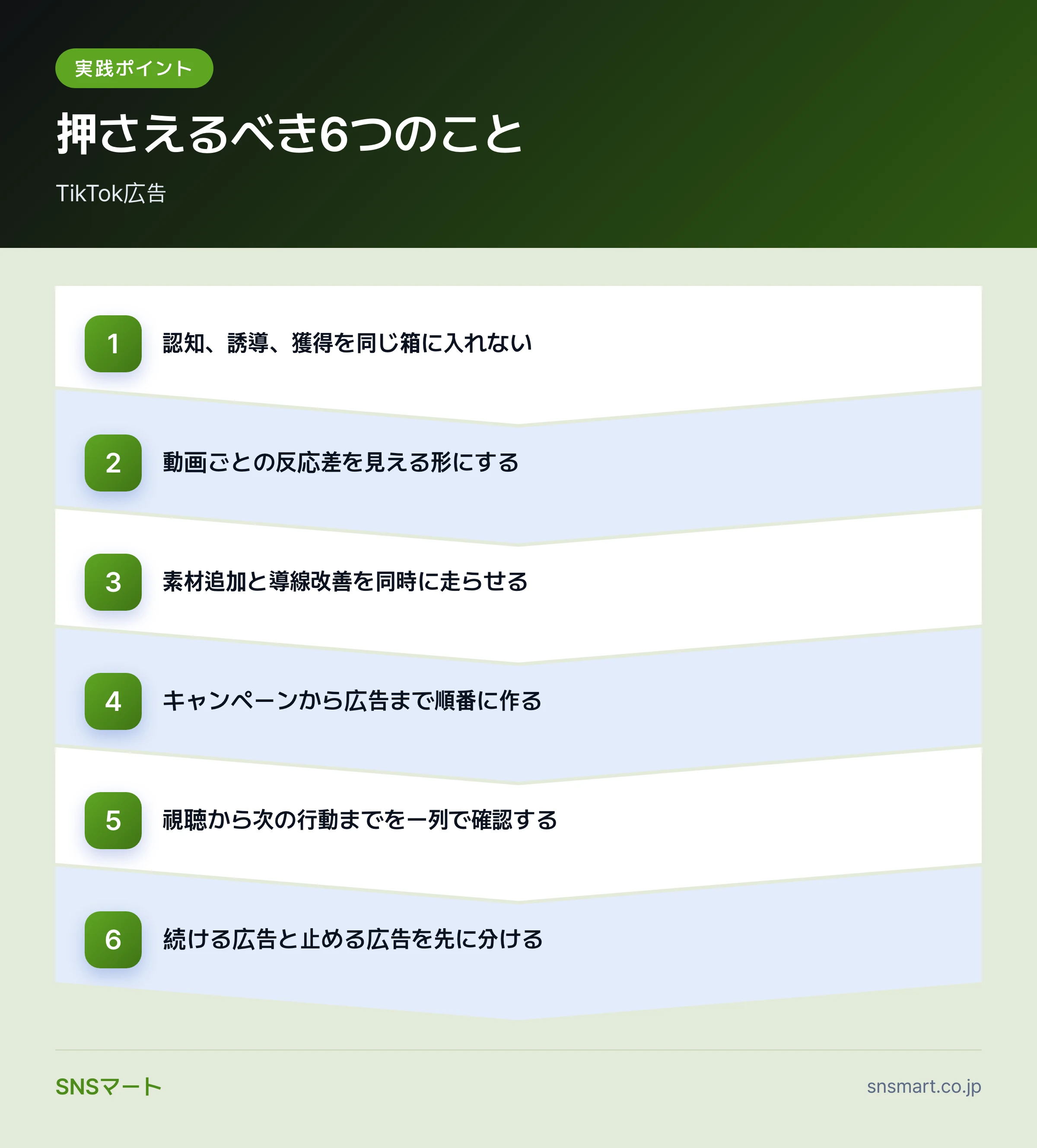 TikTok広告を予算別に整理するには何から決める? ポイントイラスト